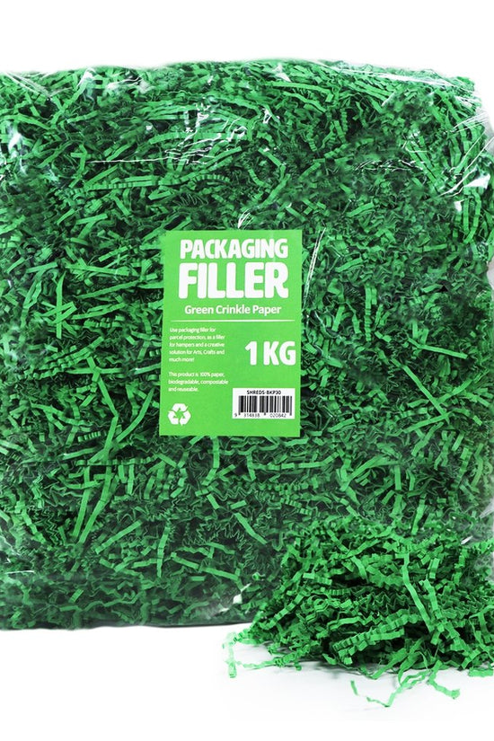 Green Crinkle Paper Shreds Fillers - 1Kg - TEM IMPORTS™