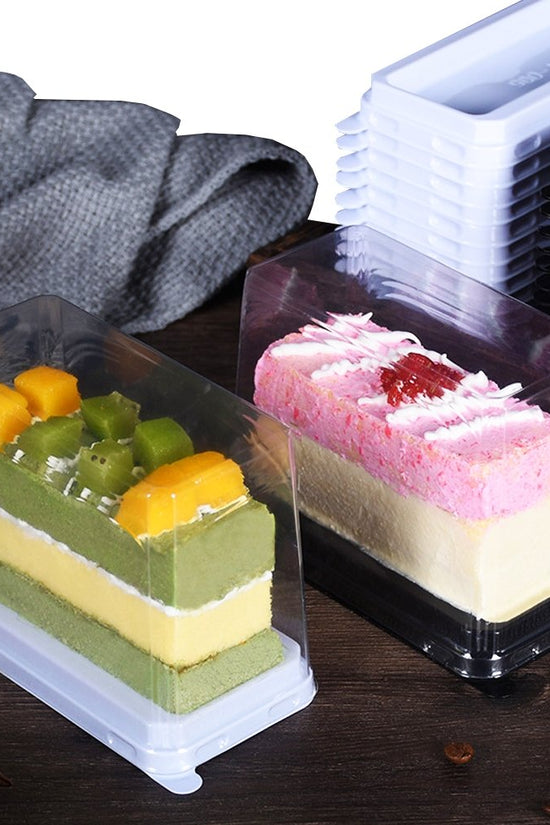 H100mm Individual Tall Rectangular Container With Lid - TEM IMPORTS™Individual Cake Container
