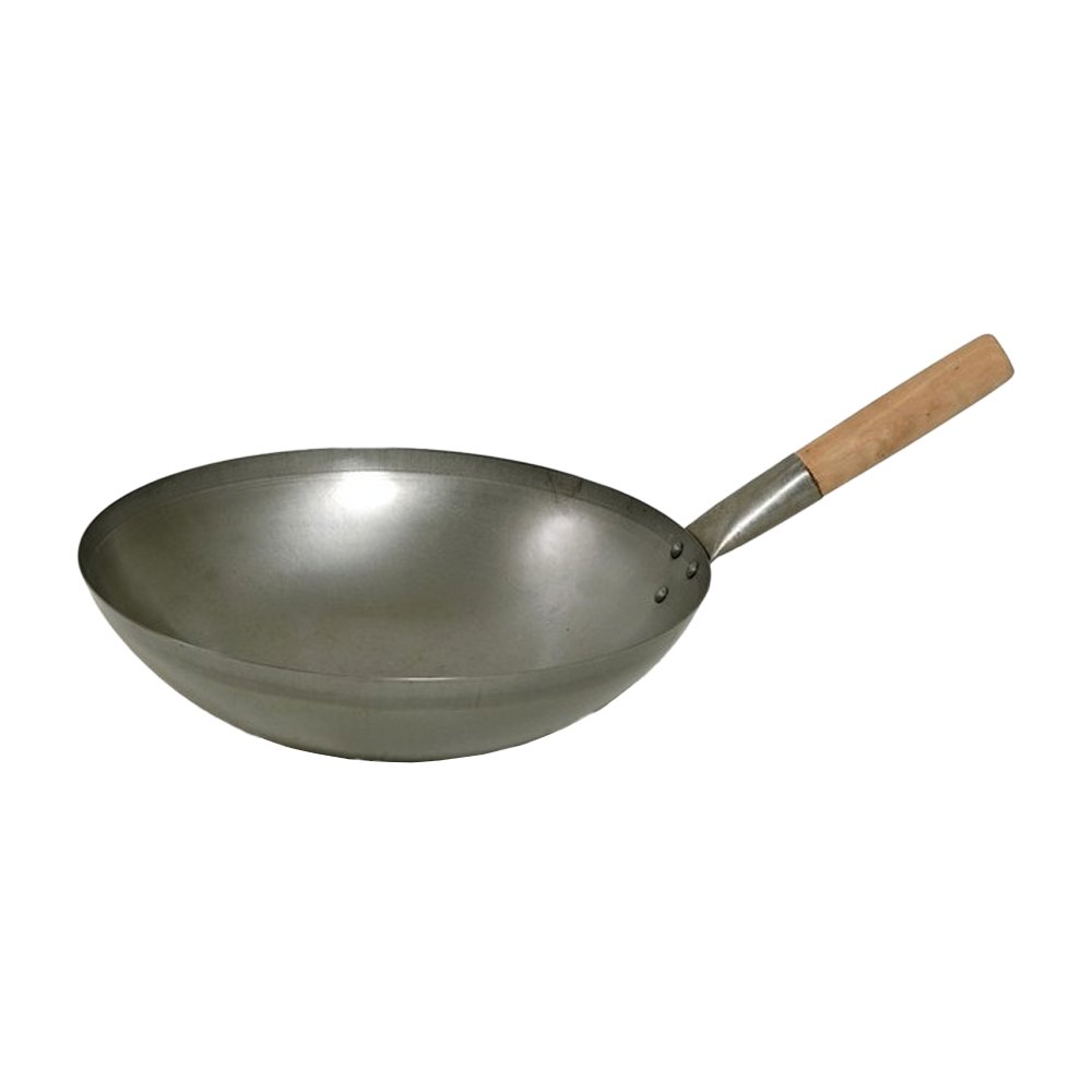 KH Wood Handle Round Bottom Wok 16" Inch