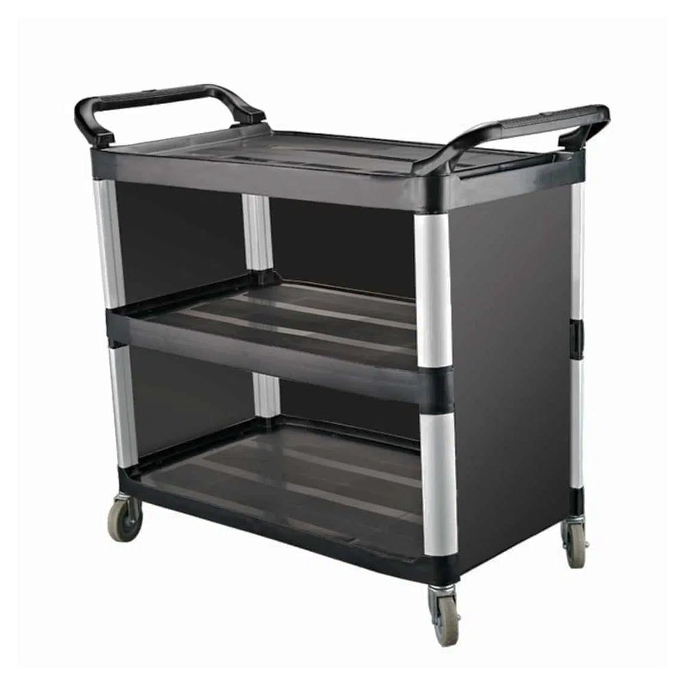 KH Commercial Large 3-Side Enclosed Utility Service Cart - Black - TEM IMPORTS™