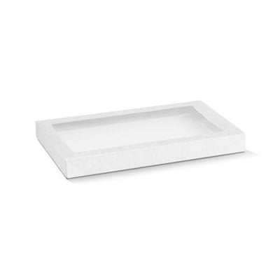 Rectangle White Catering Tray Lid With PET Window