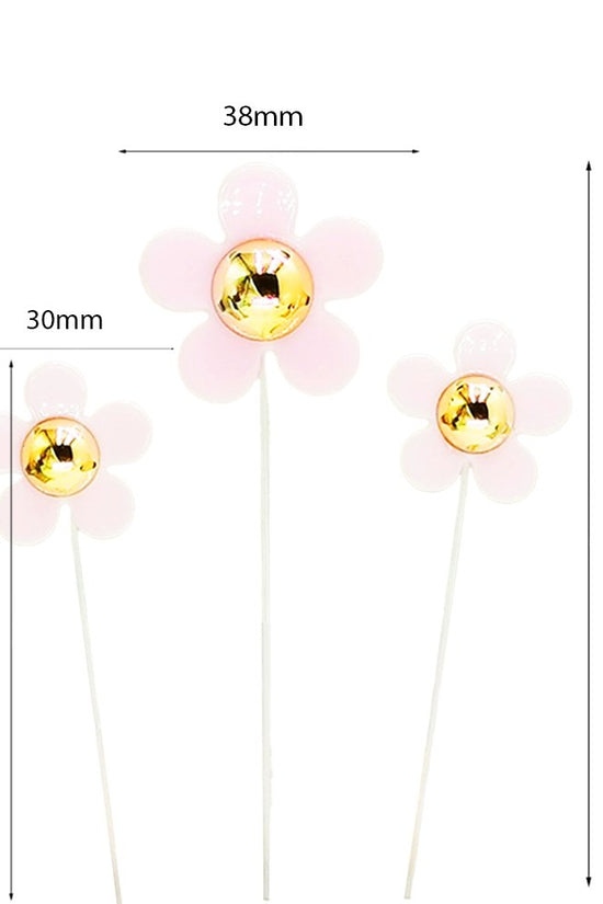 Pink Daisy Flower Cake Topper - Pack of 3 - TEM IMPORTS™