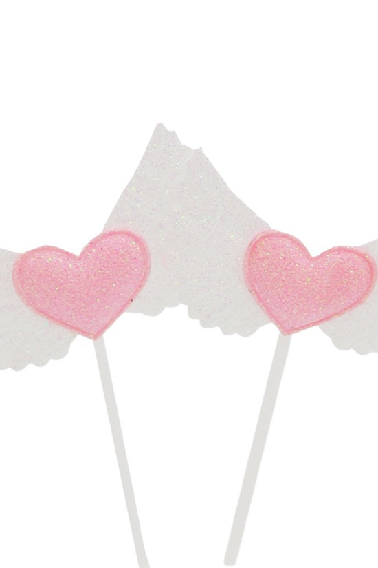 Pink Heart & Wings Cake Topper - Pack of 2 - TEM IMPORTS™