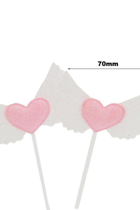 Pink Heart & Wings Cake Topper - Pack of 2 - TEM IMPORTS™