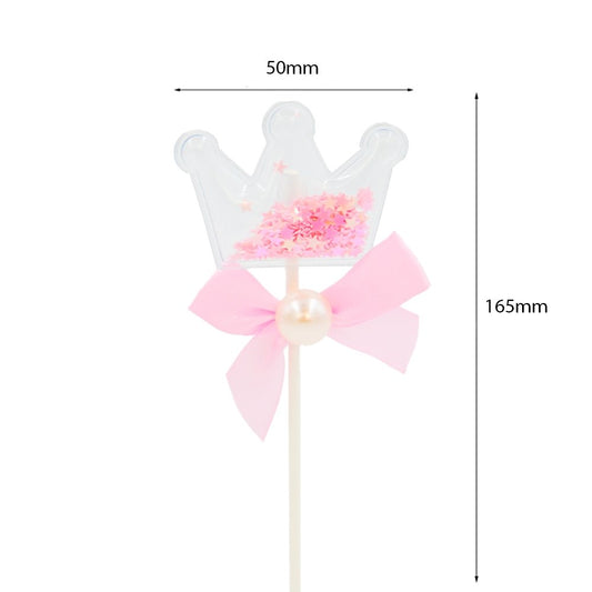 Pink Pillow Crown With Bow Cake Topper - TEM IMPORTS™