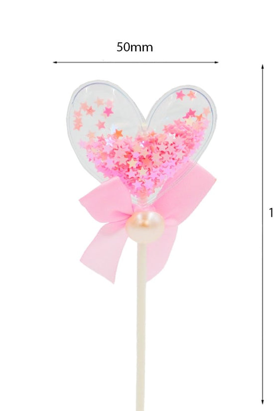 Pink Pillow Heart With Bow Cake Topper - TEM IMPORTS™