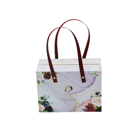 Printed Pretty Life Paper Gift Box With Handle - Pack of 10