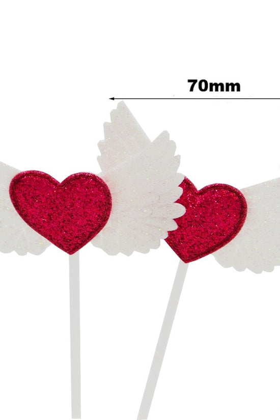 Red Heart & Wings Cake Topper - Pack of 2 - TEM IMPORTS™