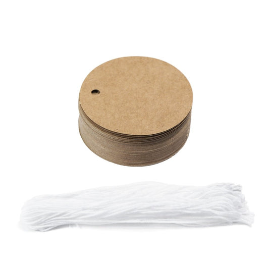 50mm Diameter Kraft Round Gift Tag - 50/PK 