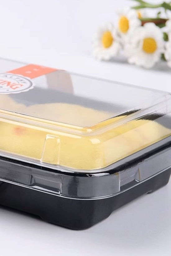 Small Rectangular Black With Clear PET Lid - TEM IMPORTS™