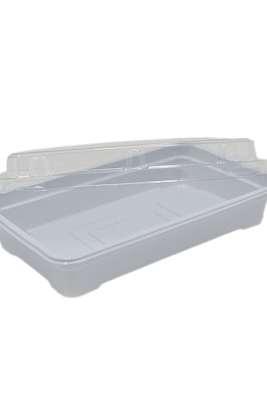 Small Rectangular White With Clear PET Lid - TEM IMPORTS™