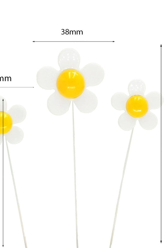 White Daisy Flower Cake Topper - Pack of 3 - TEM IMPORTS™