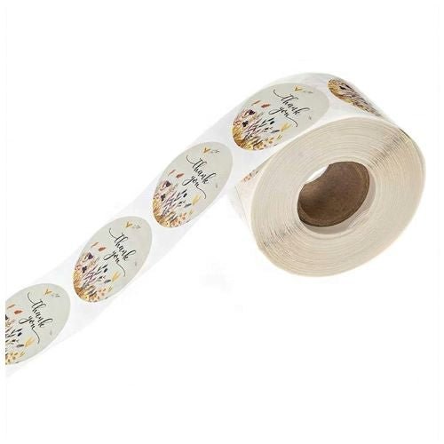 White Seal Label Stickers Roll Flower & Bird 'Thank You' - TEM IMPORTS™